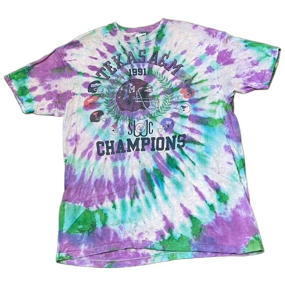 Vintage Texas AM 1991 SWC Football Champions T Shirt Tie Dye XL - Picture 1 of 7